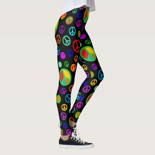 Leggings PEACE - motif plat multicolore + votre backgr. (Droite)