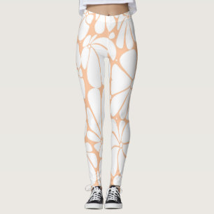 Leggings Peach Fuzz Retro les années 70 Fleur Blanche Desig