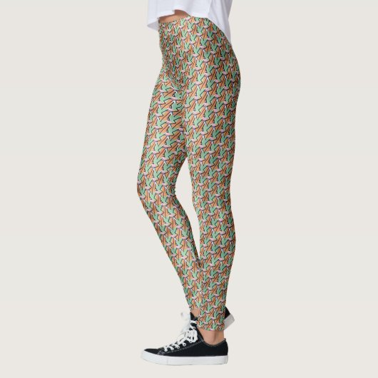 Leggings Peach & Mint Geometric Rhythm Pattern Design 1309 (Gauche)