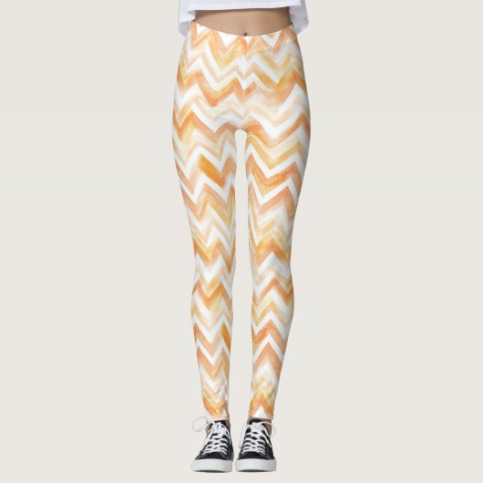 Leggings Peach Orange White Zigzag Stripes (Devant)