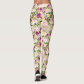 Leggings Peach rose Purple Bourgogne Aquarelle Florale (Dos)