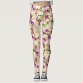 Leggings Peach rose Purple Bourgogne Aquarelle Florale (Devant)