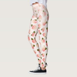 Leggings Peach Sparkle Vintage Garden Blossoms