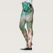 Leggings Peach & Turquoise Acrylic pour Abstract (Gauche)