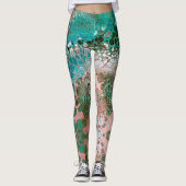 Leggings Peach & Turquoise Acrylic pour Abstract (Devant)