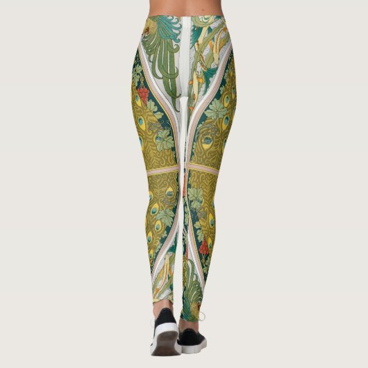 Leggings Peacock Art Nouveau Style rond design complexe (Dos)