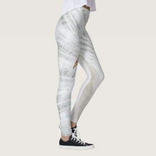 Leggings Peacock blanc belles plumes