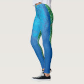 Leggings Peacock Blue Green Feather Art Custom ajouter du t (Gauche)