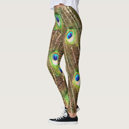 LEGGINGS PEACOCK FANCY FEATHERS #3 VERT (Gauche)