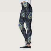 Leggings Peacock Feather : Motif élégant. (Gauche)