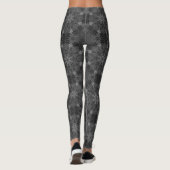 LEGGINGS PEACOCK FEATHER PATTERN IN ZWART EN WIT (Achterkant)