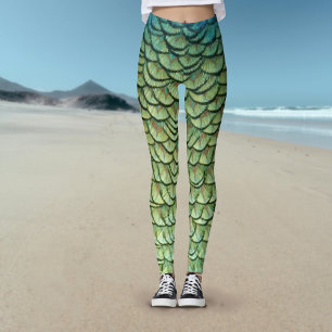 Leggings Peacock Feathers Beautiful and Green