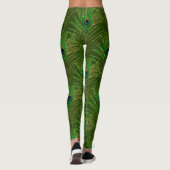 Leggings Peacock Feathers Peacocks Green Gold Parties scint (Dos)