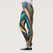 Leggings Peacock Jewel Tone Art Deco Feather (Gauche)