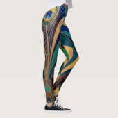 Leggings Peacock Jewel Tone Art Deco Feather (Droite)