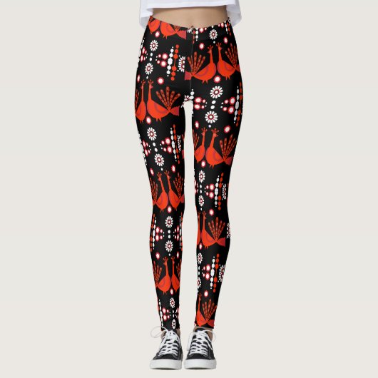Leggings Peacock Paon Bird Fold Art (Devant)