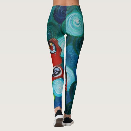 Leggings Peacock Papillon et Fleurs peinture (Dos)