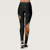 Leggings Peacock Plumes élégant Noir Moderne Tan Femmes (Dos)