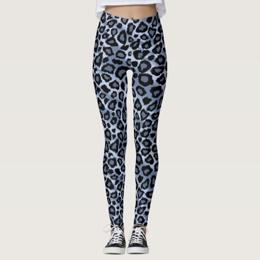 Leggings Peau animale leopard bleu clair Imprimer (Devant)