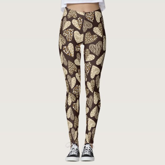 Leggings Peau d'animal avec des coeurs (Devant)