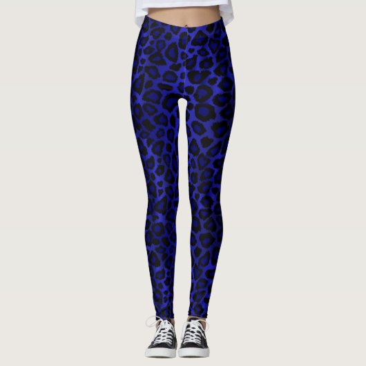 Leggings Peau d'animal léopard bleu clair Imprimer (Devant)