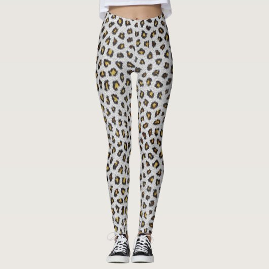 Leggings Peau de léopard Brown et blanc (Devant)