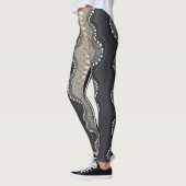 Leggings Peau de serpent Abstraite Noir Beige gris élégant (Gauche)