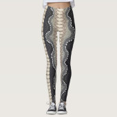 Leggings Peau de serpent Abstraite Noir Beige gris élégant (Devant)