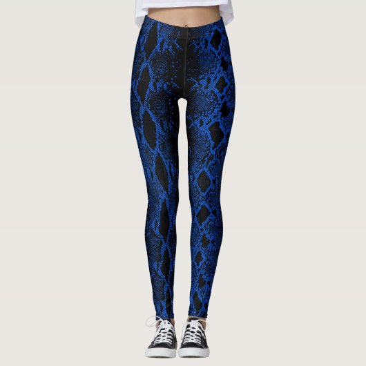 Leggings Peau de serpent bleu noir (Devant)