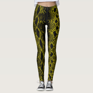 Leggings Peau de serpent jaune noir