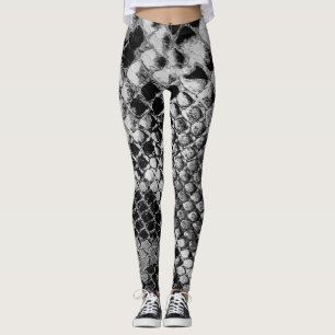 Leggings Peau de serpent noire et blanche - poster de