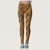 Leggings Peau de serpent vert et or design ombre (Devant)