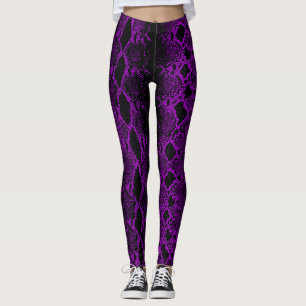 Leggings Peau de serpent violet noir