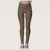 Leggings Peau léopard animal moderne Motif Brown foncé (Devant)