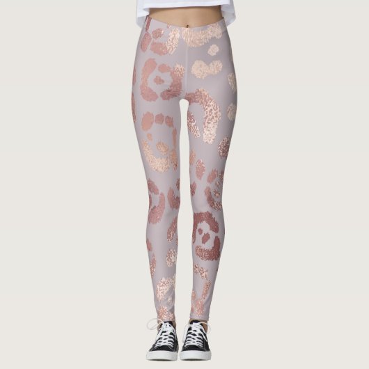 Leggings Peau léopard : élégance or rose. (Devant)