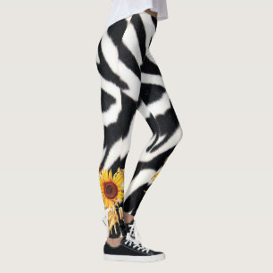 LEGGINGS PEAU ZEBRA BLANCHE NOIR IMPRIMÉE AVEC SOUFFLEURS