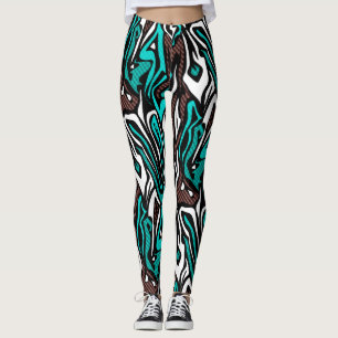 Leggings Peau zèbre abstrait sans couture cuir bleu moderne