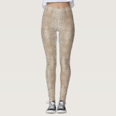Leggings Peaux Alligator blanches Design sur une jambe (Devant)