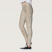 Leggings Peaux Alligator blanches Design sur une jambe (Gauche)