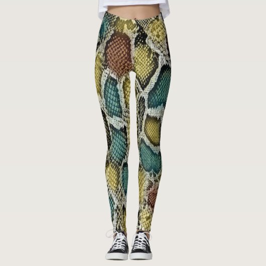 Leggings Peaux de serpent colorées : conception transparent (Devant)