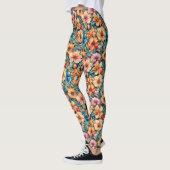 Leggings Pêche Apricot et Mauve Floral (Gauche)