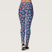 Leggings Pêche et bleu motif floral (Dos)