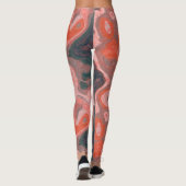 Leggings Pêche et tourbillon vert abstrait (Dos)