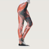 Leggings Pêche et tourbillon vert abstrait (Droite)