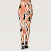 Leggings Pêcher noir blanc Motif Abstrait. (Dos)