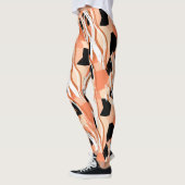 Leggings Pêcher noir blanc Motif Abstrait. (Gauche)