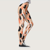 Leggings Pêcher noir blanc Motif Abstrait. (Droite)