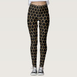 Leggings Peigne d'or et noir<br><div class="desc">Ces leggings ont un arrière - plan noir avec un motif de nid d'abeilles en faux or sur le dessus.</div>