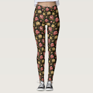 Leggings Peine Vintage foncée à motif floral