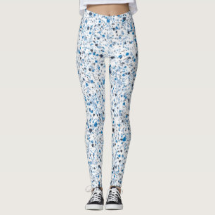 Leggings Peinture à carreaux bleus, Abstraite